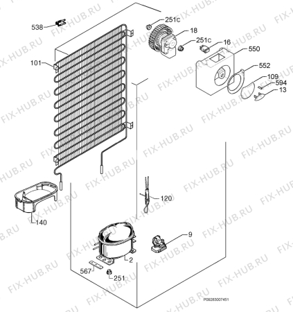 Взрыв-схема холодильника Zanussi ZD25/6DL5 - Схема узла Cooling system 017