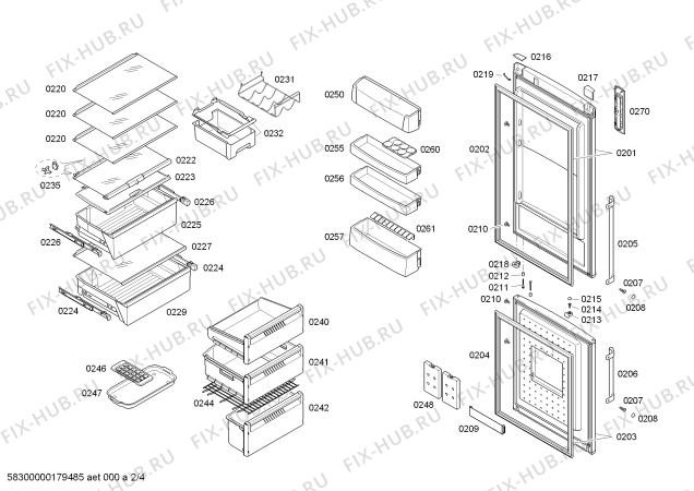 Схема №2 3KR7967P с изображением Панель для холодильной камеры Bosch 11003067