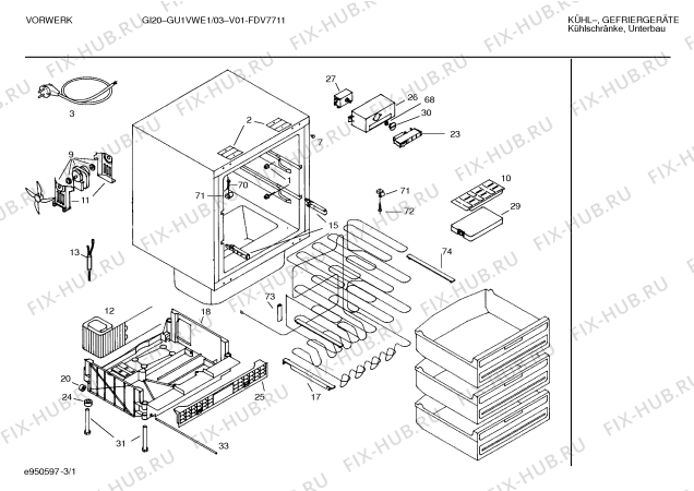Схема №3 GU1VWE1 GI20, ab FD7711 с изображением Емкость для заморозки для холодильника Bosch 00296716