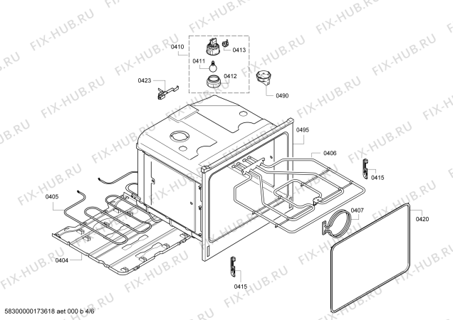 Взрыв-схема плиты (духовки) Neff E14M22N3 Mega EM 1422 N - Схема узла 04