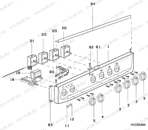 Взрыв-схема плиты (духовки) Aeg C72012V - Схема узла H10 Control Panel