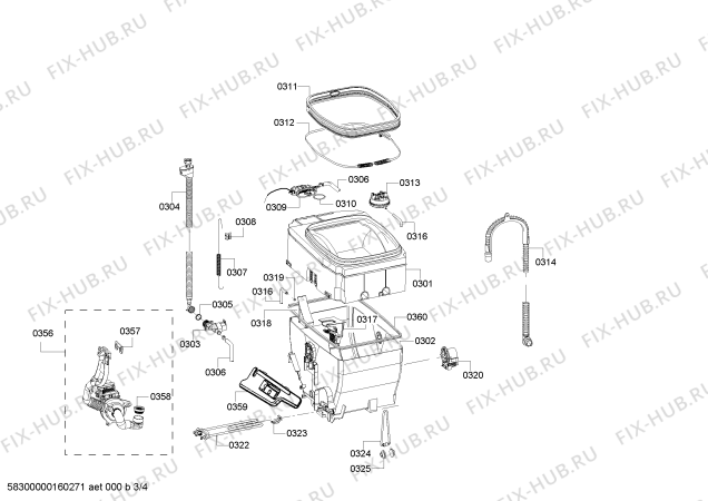 Схема №1 WP13T443NL с изображением Распределитель для стиралки Siemens 00657892