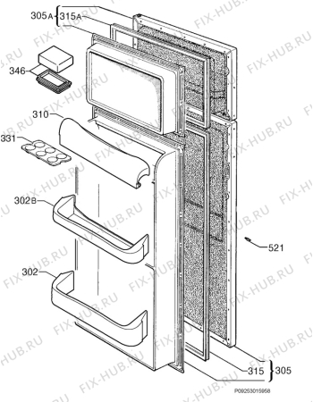 Взрыв-схема холодильника Zanker 530/883 - Схема узла Door 003
