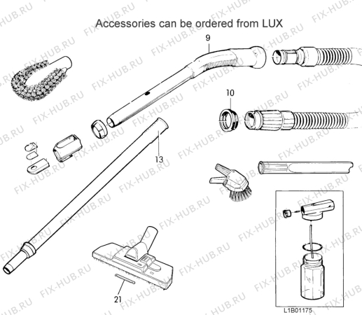 Взрыв-схема пылесоса Lux D742 - Схема узла L10 Hose B