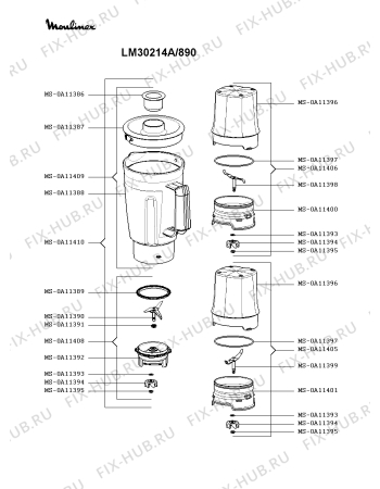 Взрыв-схема блендера (миксера) Moulinex LM30214A/890 - Схема узла KP003908.0P2