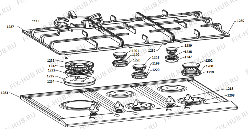 Схема №1 HG7711BB1E/A2 (702708) с изображением Пламярассекатель для плиты (духовки) Gorenje 278254