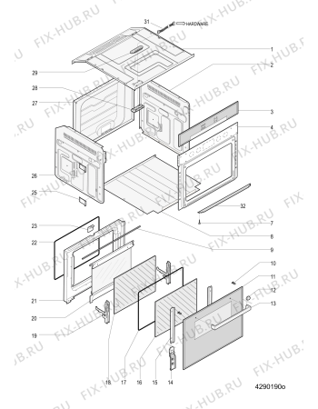 Схема №1 SQ103PGI (F053700) с изображением Дверца для духового шкафа Indesit C00268366