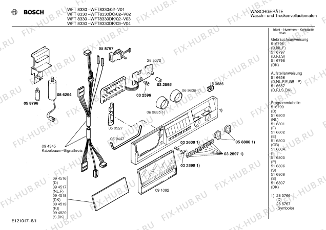 Схема №2 WFT8330DC WFT8330 с изображением Панель для стиральной машины Bosch 00285767