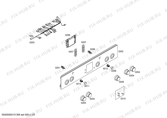 Схема №1 HGG24W256M с изображением Панель управления для духового шкафа Bosch 00702907