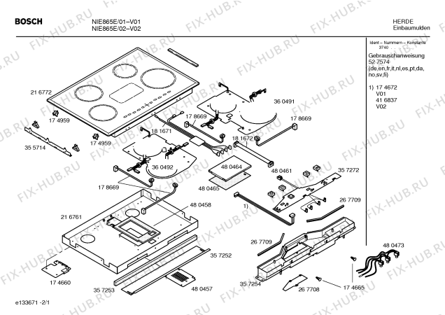Схема №2 NIE865E с изображением Инструкция по эксплуатации для электропечи Bosch 00527574