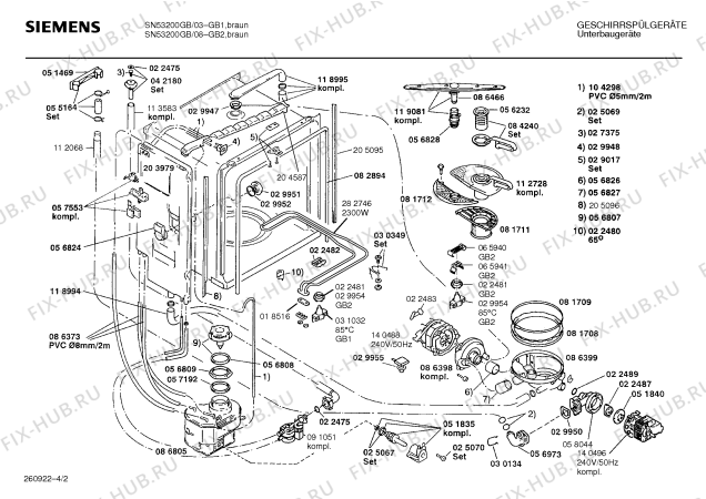 Взрыв-схема посудомоечной машины Siemens SN53200GB - Схема узла 02
