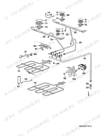 Взрыв-схема плиты (духовки) Electrolux EK6541W1  4G+F.EL.M. - Схема узла Electrical equipment