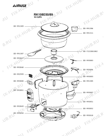 Схема №1 RK103811/79B с изображением Запчасть для электропароварки Tefal SS-993052