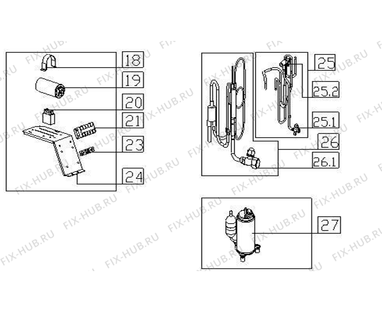 Взрыв-схема кондиционера Gorenje KAS35Z (258460, ACS12OUT) - Схема узла 02