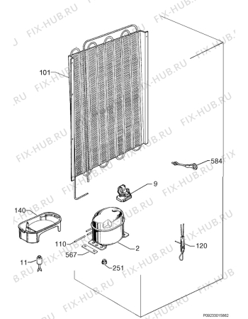 Взрыв-схема холодильника Juno Electrolux JRG90180 - Схема узла Cooling system 017