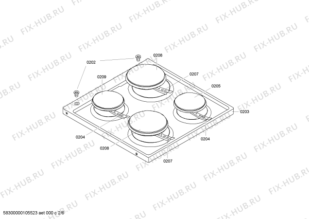 Взрыв-схема плиты (духовки) Bosch HSS121021 - Схема узла 02