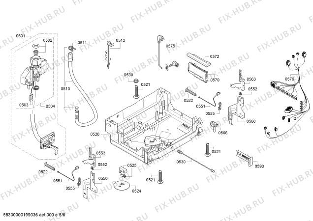 Взрыв-схема посудомоечной машины Bosch SMV46GX00D Exclusiv - Схема узла 05