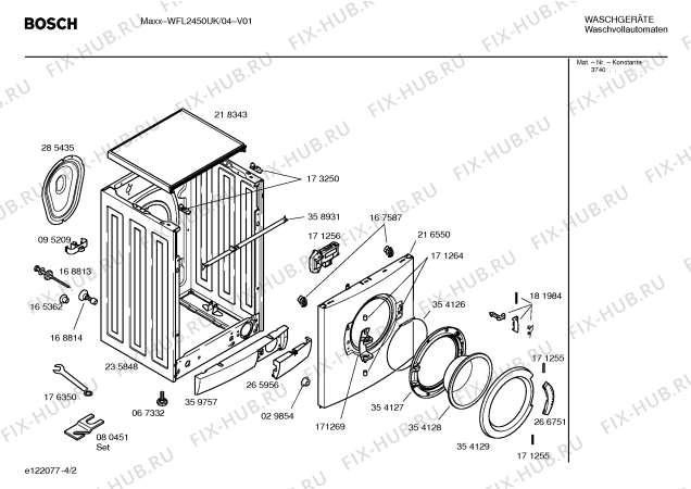 Взрыв-схема стиральной машины Bosch WFL2450UK Maxx WFL2450 - Схема узла 02