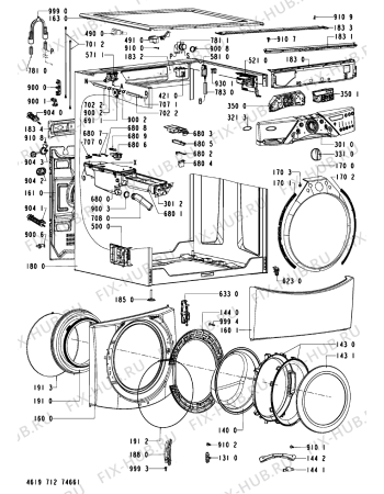 Схема №1 WFW 9640 XW 00 с изображением Рамка для стиральной машины Whirlpool 481070256771