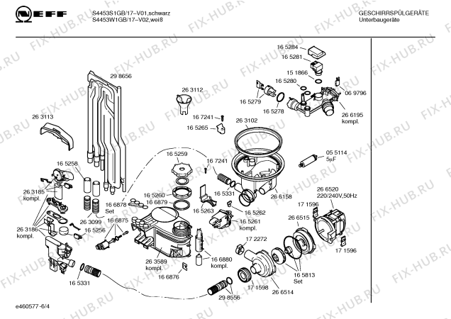 Взрыв-схема посудомоечной машины Neff S4453W1GB - Схема узла 04
