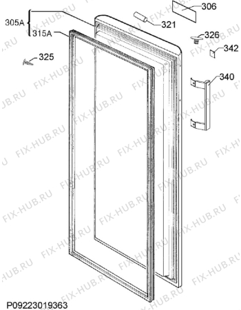 Взрыв-схема холодильника Aeg A62700GNX0 - Схема узла Door