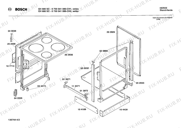 Взрыв-схема плиты (духовки) Bosch 0750041086 EH680SC - Схема узла 02