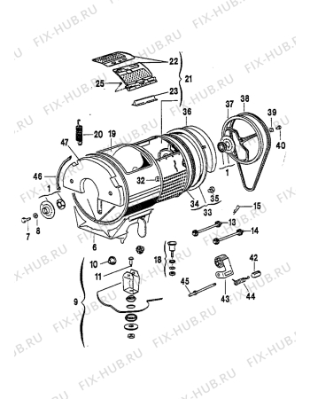 Взрыв-схема стиральной машины Zanussi ZK842 - Схема узла Tub and drum