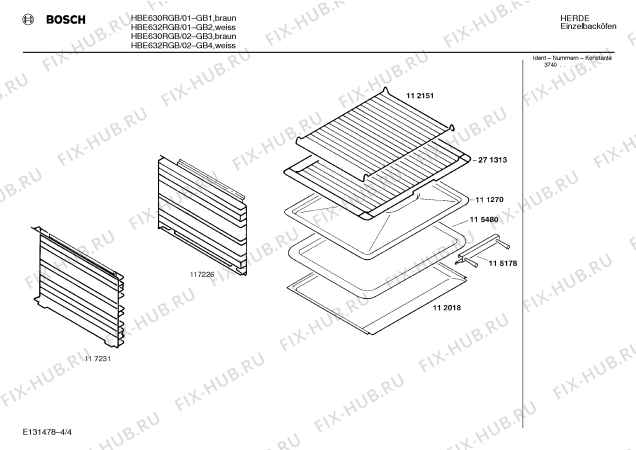 Схема №1 HB352254 с изображением Направляющая для плиты (духовки) Bosch 00117231