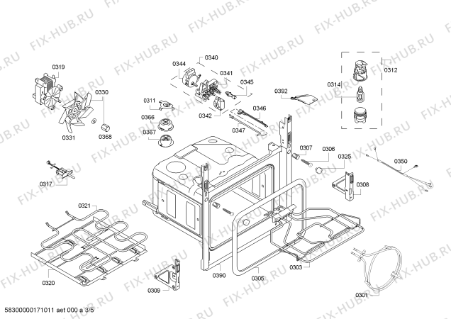 Схема №3 3HB569XF H.BA.PY.C3D.IN.CARRO.FL/.X.E3_MCT/ с изображением Модуль управления, запрограммированный для электропечи Bosch 00746276