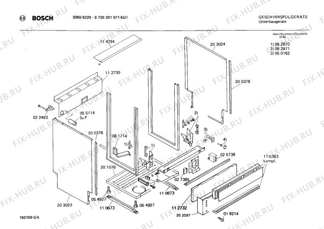 Взрыв-схема посудомоечной машины Bosch 0730201571 SMU6220 - Схема узла 04