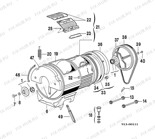 Взрыв-схема стиральной машины Electrolux EW1046K - Схема узла Drum