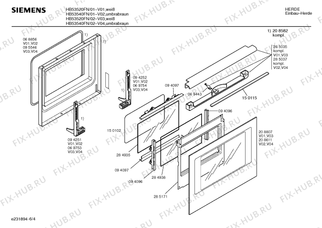 Схема №2 HB55041FN с изображением Панель для духового шкафа Siemens 00287355