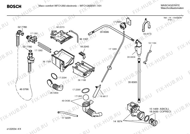 Схема №1 WFO1260II Maxx Comfort WFO 1260 с изображением Таблица программ для стиральной машины Bosch 00580204