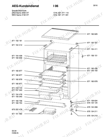 Взрыв-схема холодильника Aeg S2252 DT - Схема узла Housing 001