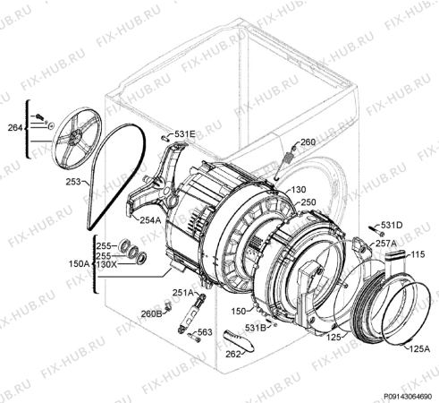 Взрыв-схема стиральной машины John Lewis JLWD1610 - Схема узла Functional parts 267