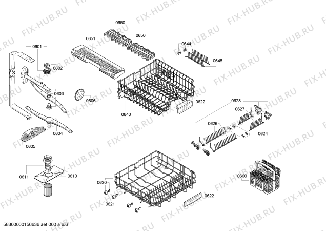 Взрыв-схема посудомоечной машины Bosch SMS53M52FF - Схема узла 06