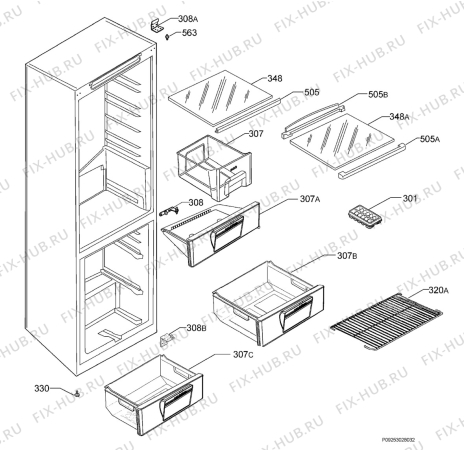 Взрыв-схема холодильника Kelvinator KHBF336HWG - Схема узла Housing 001