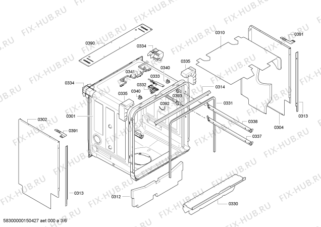 Схема №2 SN56T552EU с изображением Передняя панель для посудомойки Siemens 00676622