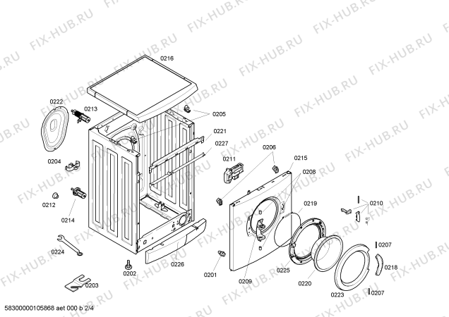 Взрыв-схема стиральной машины Bosch WFL2462FR Maxx WFL 2462 - Схема узла 02