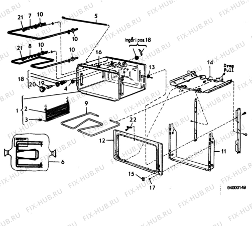 Взрыв-схема посудомоечной машины Electrolux CF161S - Схема узла H10 Main Oven Cavity (large)