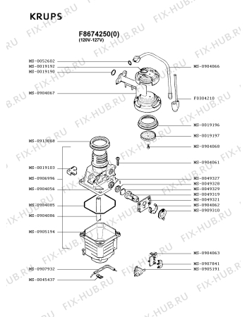 Взрыв-схема кофеварки (кофемашины) Krups F8674250(0) - Схема узла NP001841.9P3