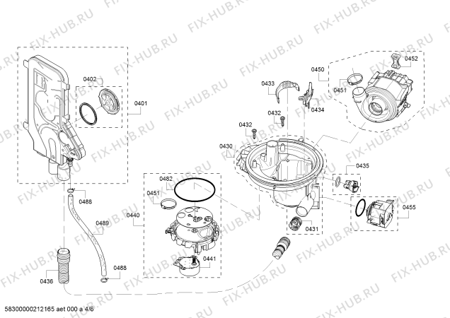 Взрыв-схема посудомоечной машины Bosch SHX865YN5N, SilencePlus 44 dBA - Схема узла 04