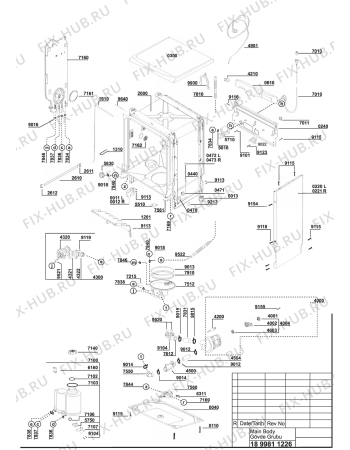 Взрыв-схема посудомоечной машины Beko BEKO D 5320 FW (7600188300) - EXPLODED VIEW ( MAIN BODY)