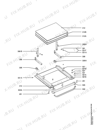 Схема №1 CB6100-1-W    UK с изображением Крышечка для плиты (духовки) Aeg 3303915015