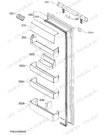Взрыв-схема холодильника Rex Electrolux ERG2305AOW - Схема узла Door 003