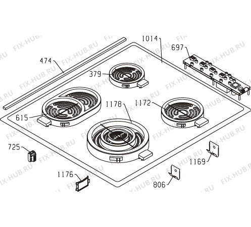 Схема №1 HL6271MUU/A1 (312450, SVK6A1TS) с изображением Керамическая поверхность для плиты (духовки) Gorenje 316365