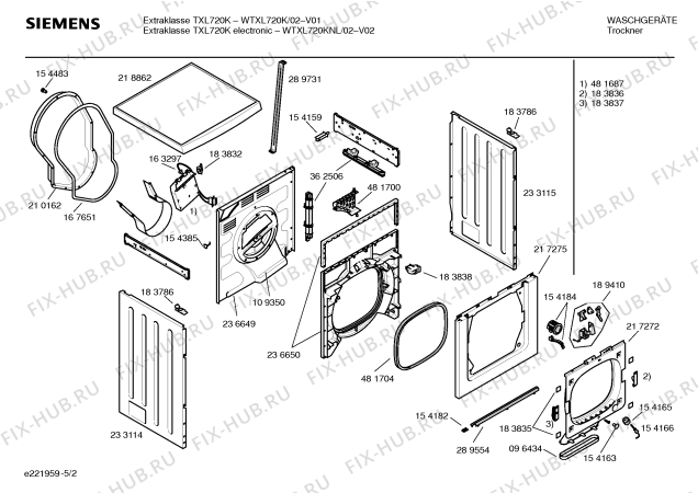 Схема №1 WTXL720K Extraklasse TXL720K с изображением Панель управления для сушилки Siemens 00362517