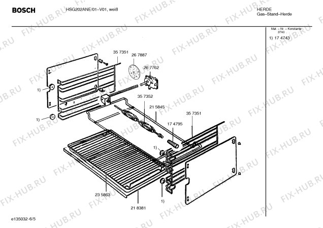 Взрыв-схема плиты (духовки) Bosch HSG202ANE Bosch - Схема узла 05