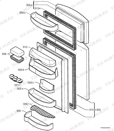 Взрыв-схема холодильника Rex FB410XS - Схема узла Door 003