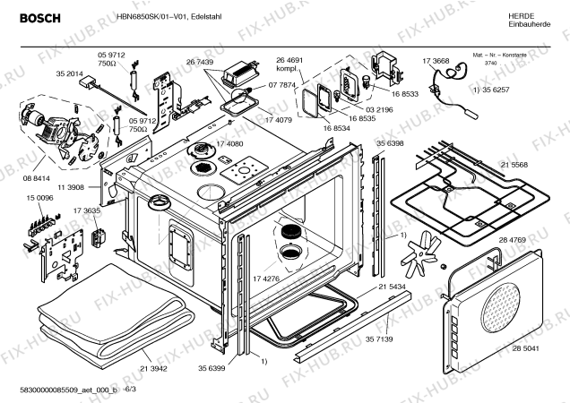 Взрыв-схема плиты (духовки) Bosch HBN6850SK - Схема узла 03
